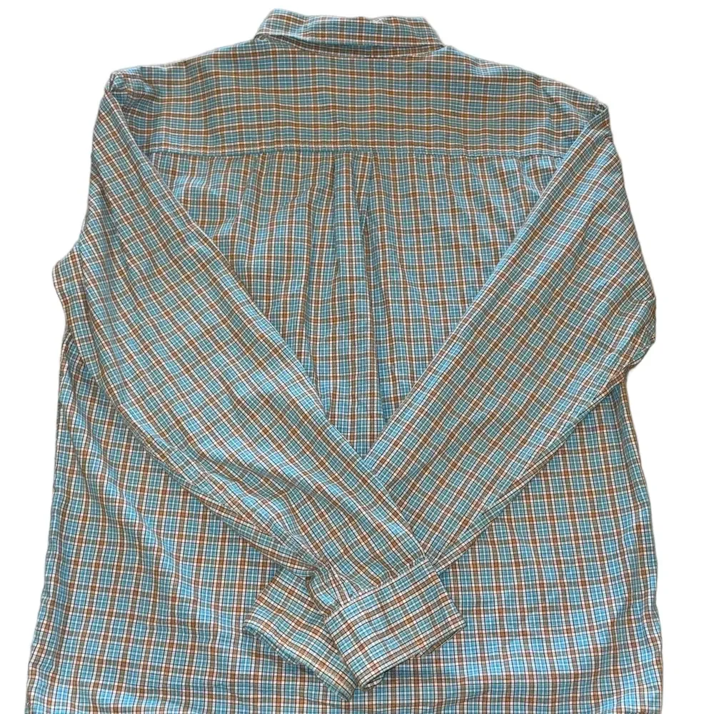Cinch Boys XXL Teal and Orange Plaid Western Long Sleeve Button Down Shirt